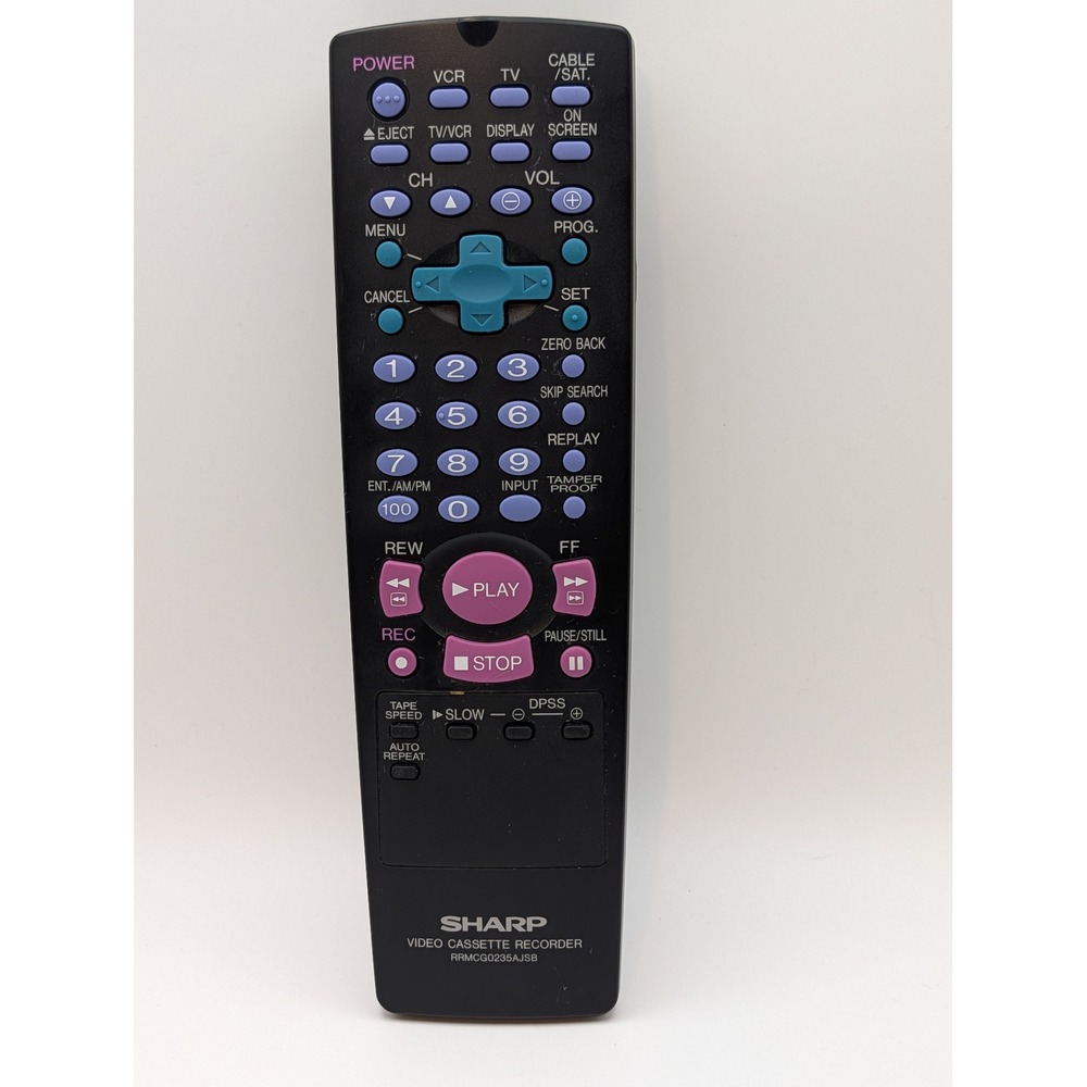 Sharp RRMCG0235AJSB VCR Remote Control VCH986U VCH993U VCA582U OEM Tested Black